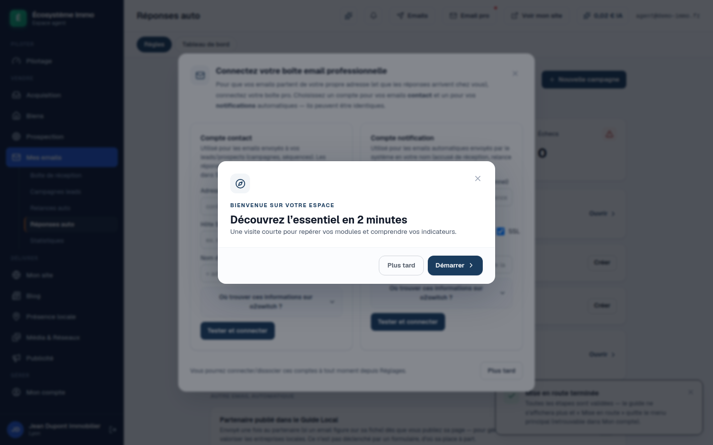 Écran de l’espace conseiller : les campagnes automatiques