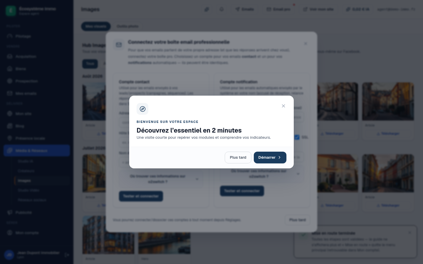 Écran de l’espace conseiller : le hub de visuels IA